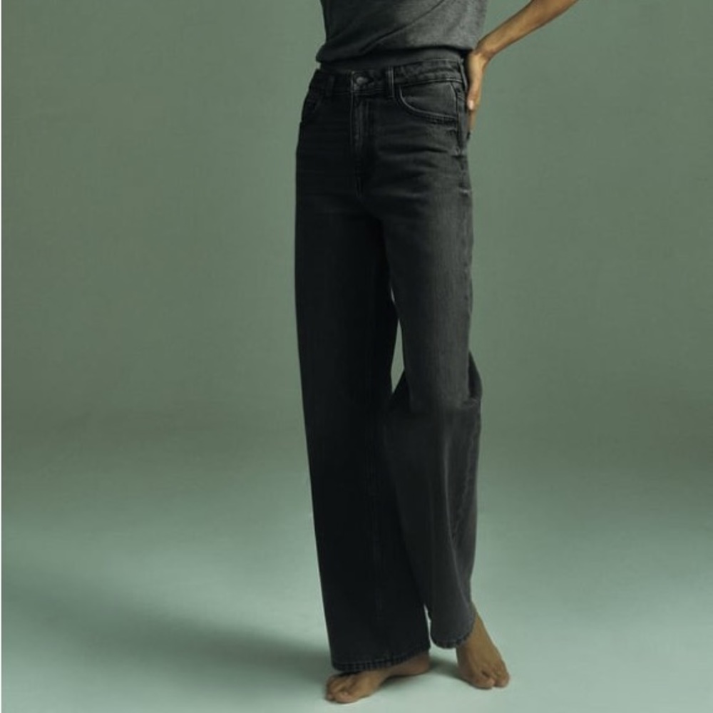 Zara High Rise Wide Leg Full Length Jeans